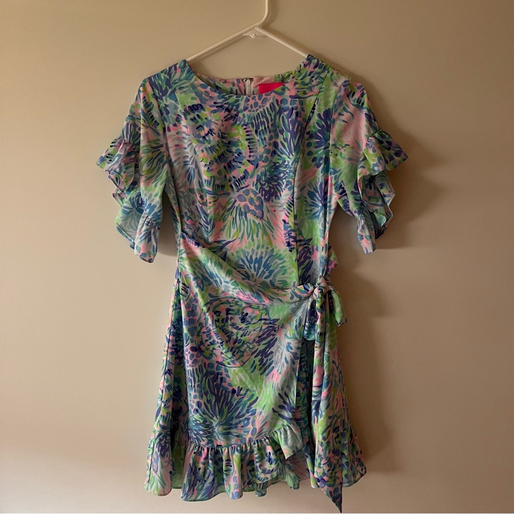 Lily Pulitzer Wrap Dress with Ruffle Sleeves